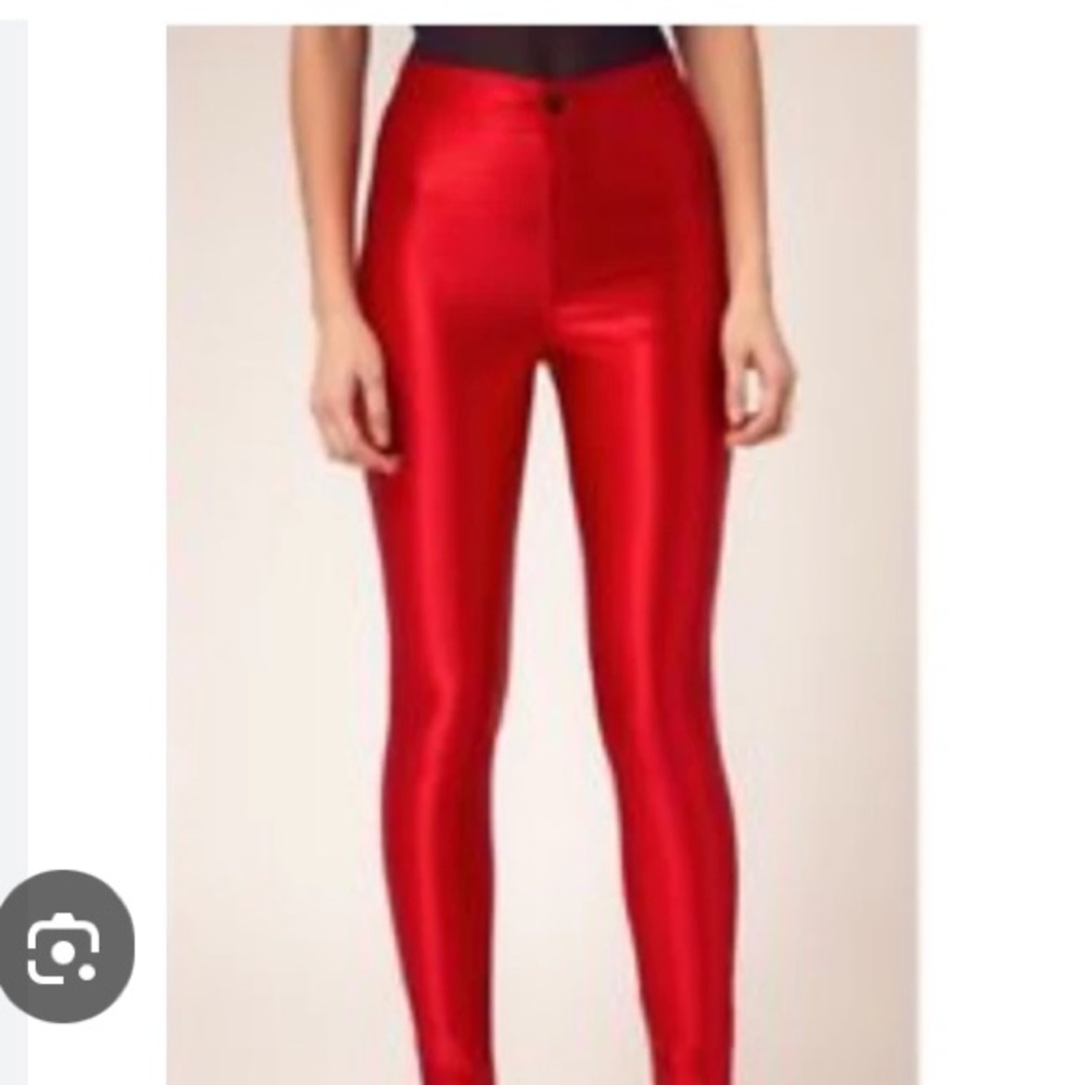 American Apparel Women's Red Pants red Disco shiny high waisted